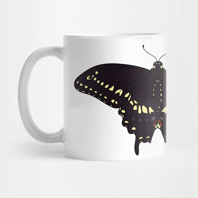 Black Swallowtail Butterfly Illustration Pattern by AnitasArtStore